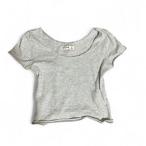 Abercrombie-fitch Women's Grey and White T-shirt